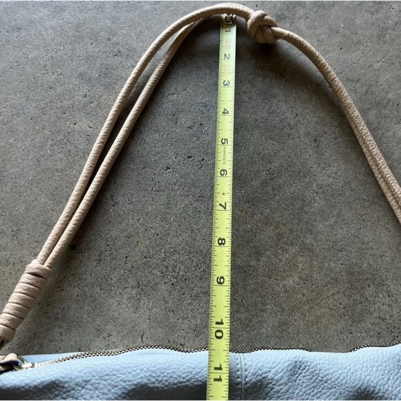 London Fog Travel Bag Houndstooth Brwn Barrel Duffle Leather Light Blue Bag - Picture 7 of 14